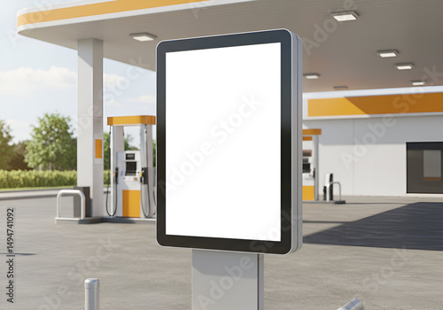 Blank Advertisement Mockup at a Gas Station