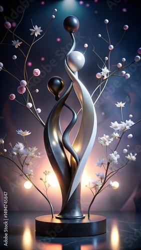 Abstract Family Sculpture with Blossoms