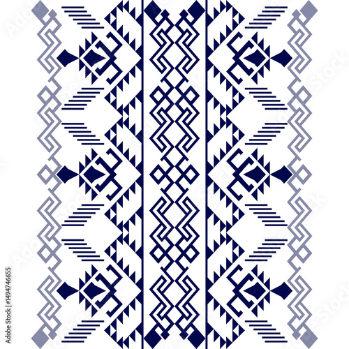 seamless ethnic geometric pattern, Native American tribal fabric, Native weaving, Navy blue, ethnic boho indian, carpet, rugs, wallpaper, embroidery, vector illustration design, cards, picture books.