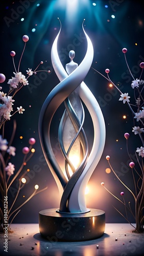 Abstract Family Sculpture with Blossoms