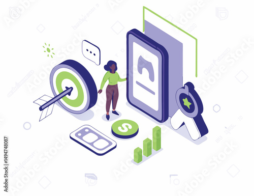 
Prompt engineering concept. Characters working with generative AI model tools. Deep learning, artificial intelligence, algorithm, infographic template. 