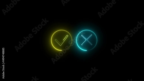 Wallpaper Mural True and False symbols. Check mark neon icon green red color with right wrong text animation. Glowing Neon Animated True and False symbols. accept rejected for. Torontodigital.ca