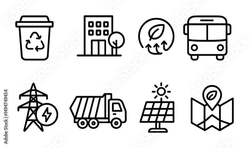 Recycling and eco line icons set – outline, environmental and sustainability symbols