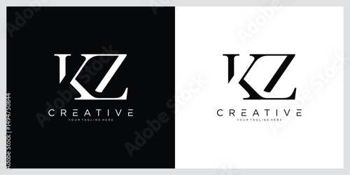 Initial KZ or ZK letter logo design vector