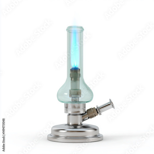 a glass lamp with a blue flame inside of it