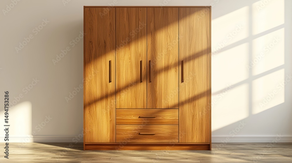 Fototapeta premium Honey-colored teak wardrobe