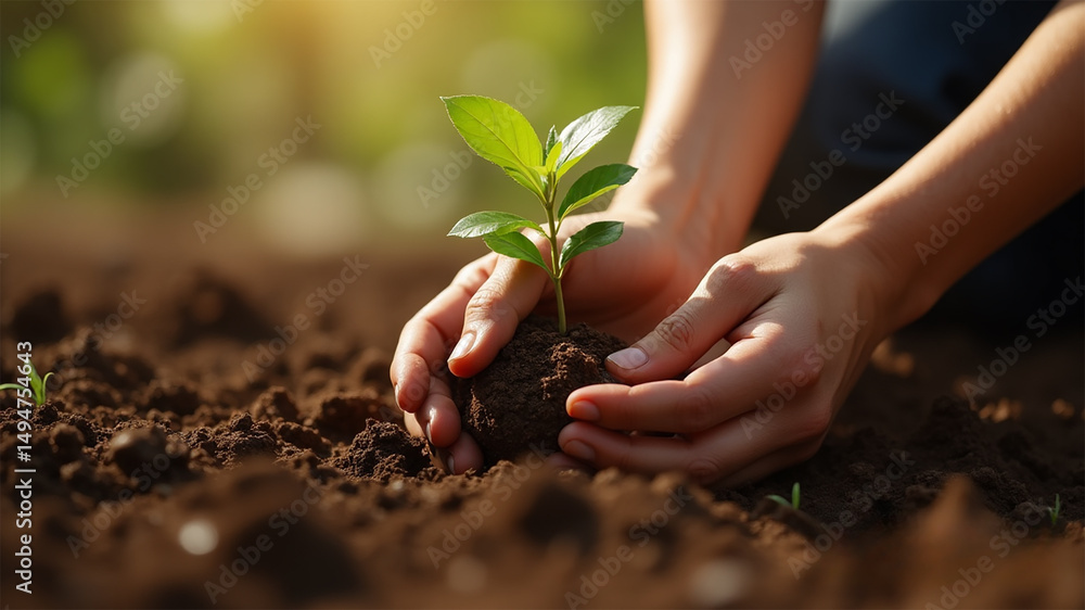 Fototapeta premium Growing Hope: Plant in Hands