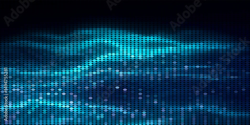 Music color wave of particles and lines. Big data visualization. Abstract blue background with a dynamic wave. 3d rendering.