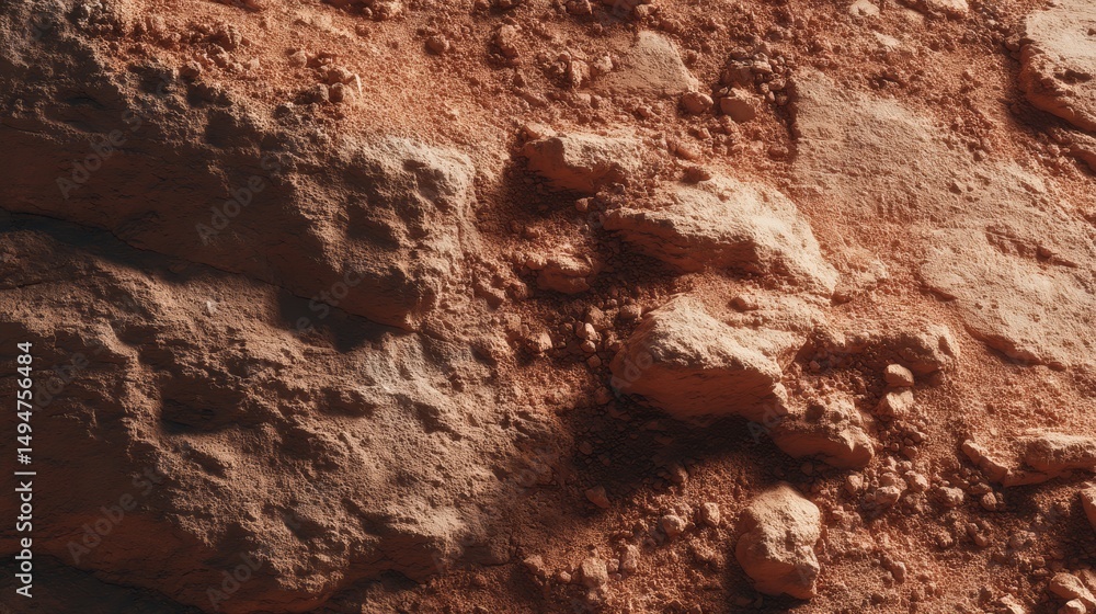 Fototapeta premium Close-up of bauxite ore displaying reddish-brown earthy texture