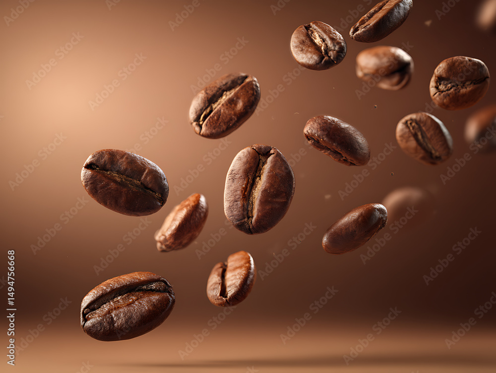 Flying coffee beans captured in beautiful motion Flying coffee beans captured in beautiful motion