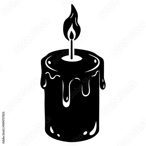 Blood dripping candle silhouette vector illustration 