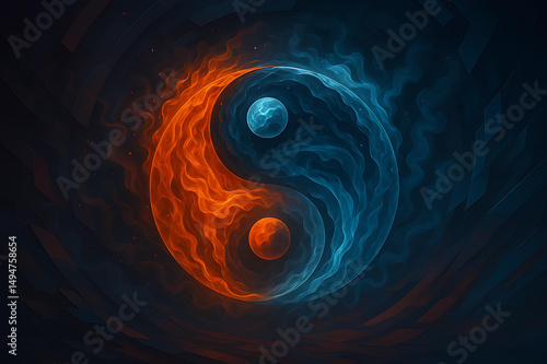 Yin and Yang symbol  Abstract 3D Wallpaper Background