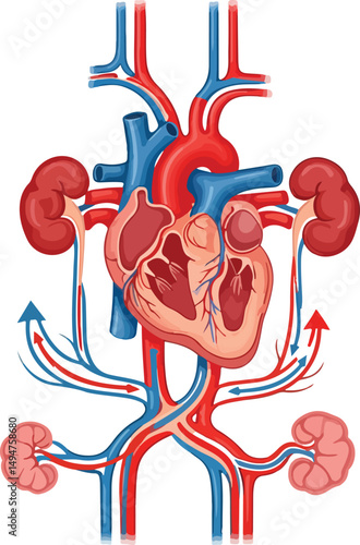 Human Circulatory System Arteries, Veins, and Capillaries Network
