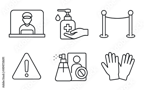 Safety and protection line icons set – outline, linear, health and security symbols