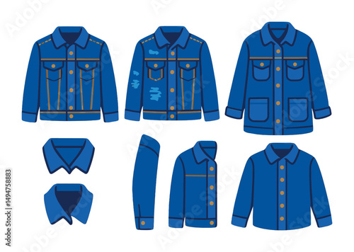 Fashion and clothing icons set - flat, outline, wardrobe and apparel design elements