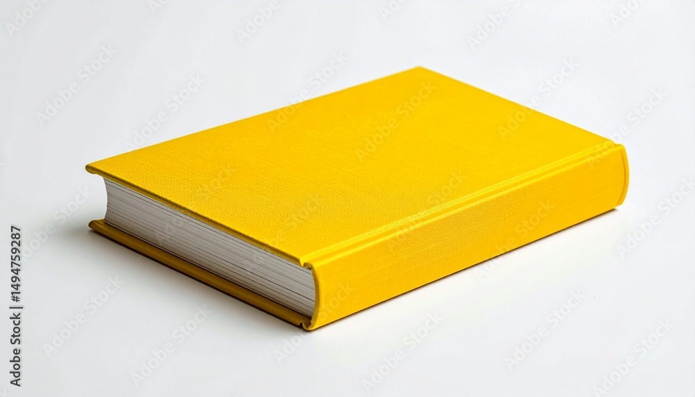 Yellow book resting on pristine white backdrop ideal for presentations or showcasing Yellow book resting on pristine white backdrop ideal for presentations or showcasing