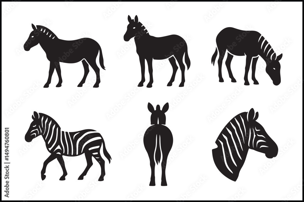 Obraz premium Assorted Zebra Silhouette Forms