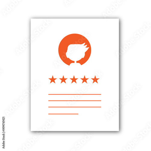  Cv with five stars rating, job interview flat icon 