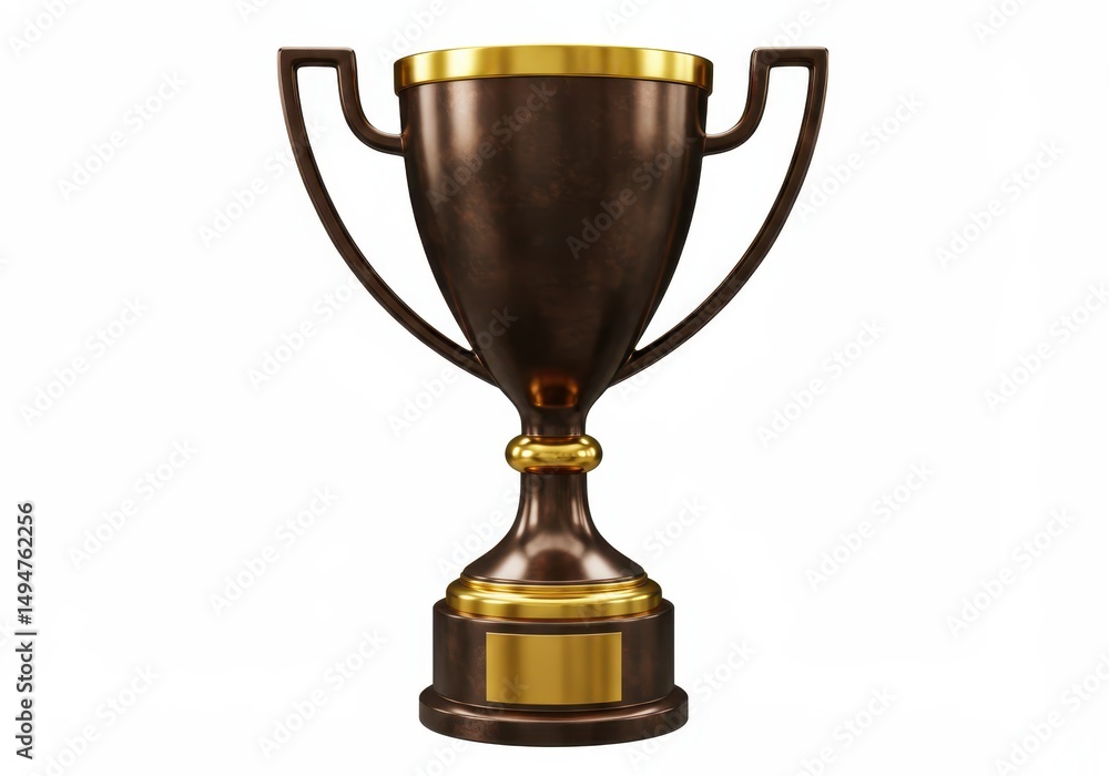 3D Illustration of Bronze trophy with gold accents isolated on white background close up 3D Illustration of Bronze trophy with gold accents isolated on white background close up