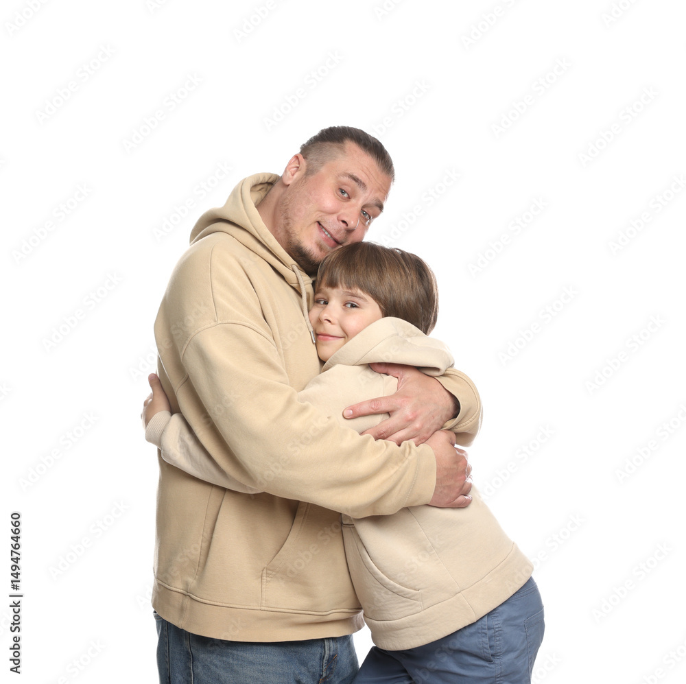 Obraz premium Father with his son on white background