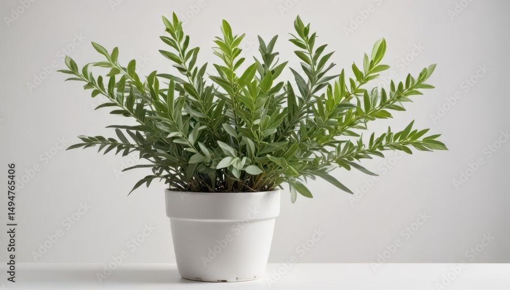 Obraz premium A lush potted sage plant, vibrant green leaves, white background , vertical, terracotta