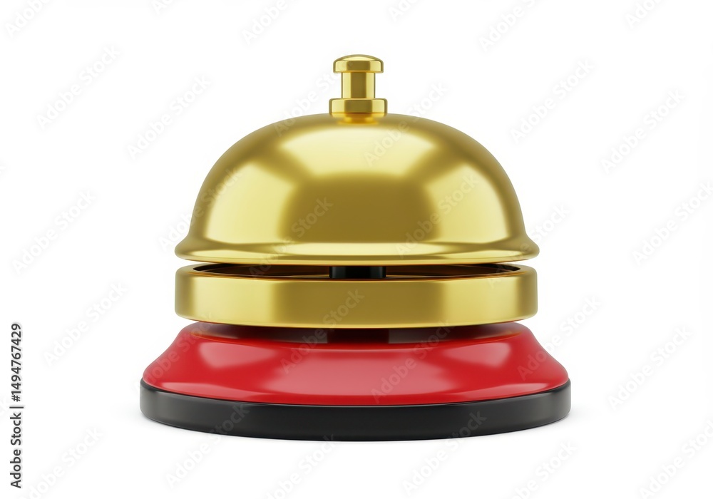 3D Illustration of Golden service bell isolated on white background, close up view 3D Illustration of Golden service bell isolated on white background, close up view