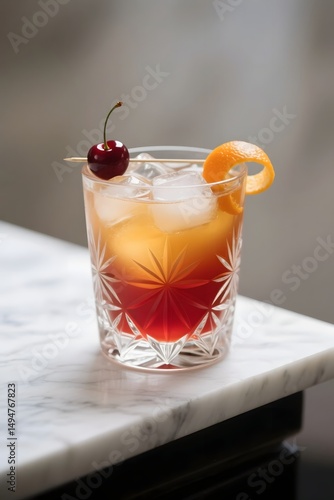 Cherry Bourbon Sunset – Classic Old-Fashioned Twist