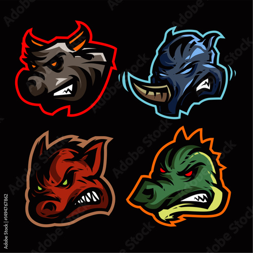 Wallpaper Mural 4 set mascot logo gaming vector template  Torontodigital.ca