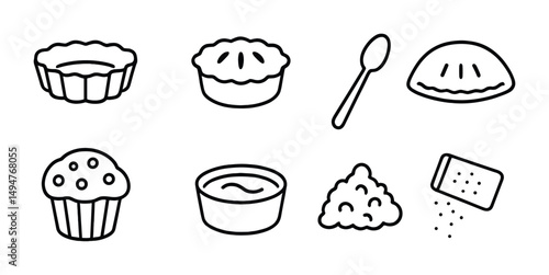 Bakery outline icons set – pastry, dessert, sweet treats line symbols