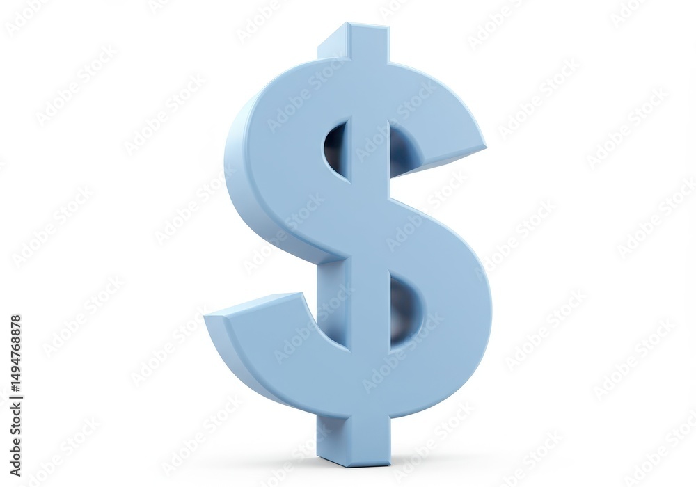 3D Illustration of Light blue dollar sign isolated on white background, finance concept 3D Illustration of Light blue dollar sign isolated on white background, finance concept