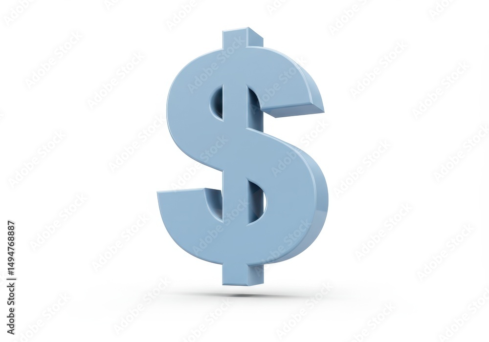 3D Illustration of Light blue dollar sign isolated on white background, financial symbol 3D Illustration of Light blue dollar sign isolated on white background, financial symbol