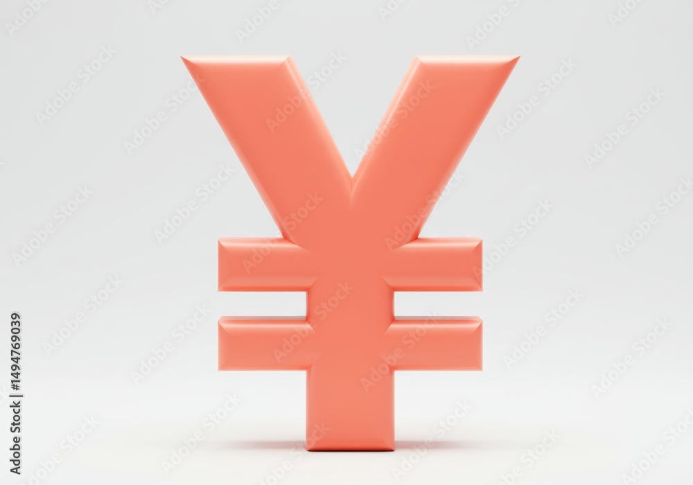 Obraz premium 3D Illustration of Salmon yen symbol isolated on white background, 3d render design