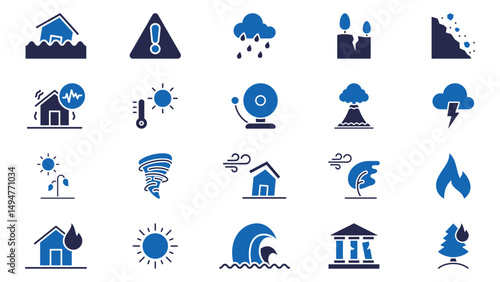 Natural disaster icon vector design collection in trendy style