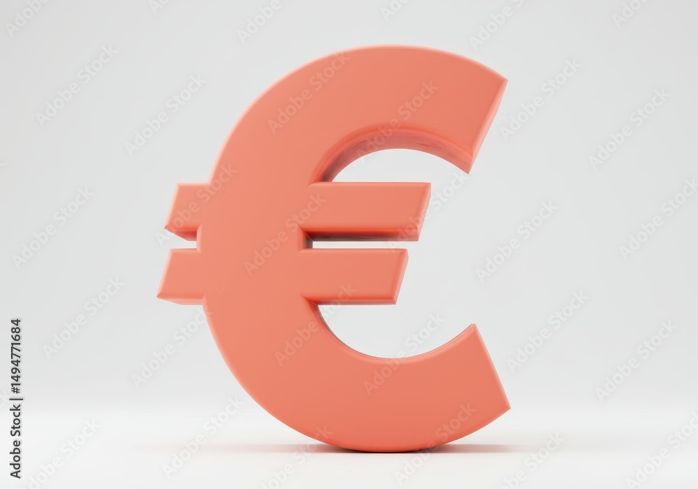 Fototapeta premium 3D Illustration of Salmon euro currency symbol isolated on white background, 3d render
