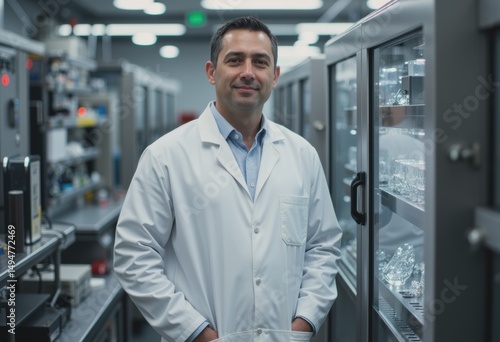 Wallpaper Mural Male scientist in a lab coat standing confidently in a modern laboratory Torontodigital.ca