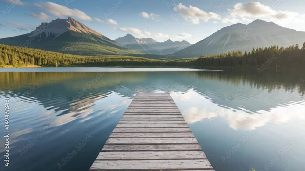 The Peaceful Splendor of Nature Unfolds at a Calm Mountain Lake Bathed in the Warm Glow of Sunset The Peaceful Splendor of Nature Unfolds at a Calm Mountain Lake Bathed in the Warm Glow of Sunset