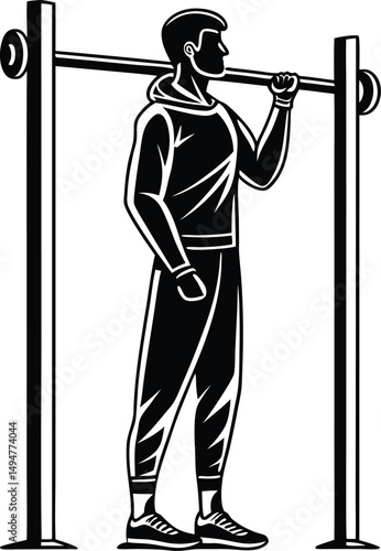 Man exercising on a horizontal bar silhouette