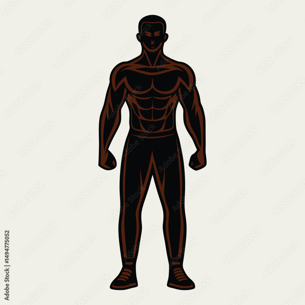 Muscular black man fitness bodybuilder strong silhouette Muscular black man fitness bodybuilder strong silhouette