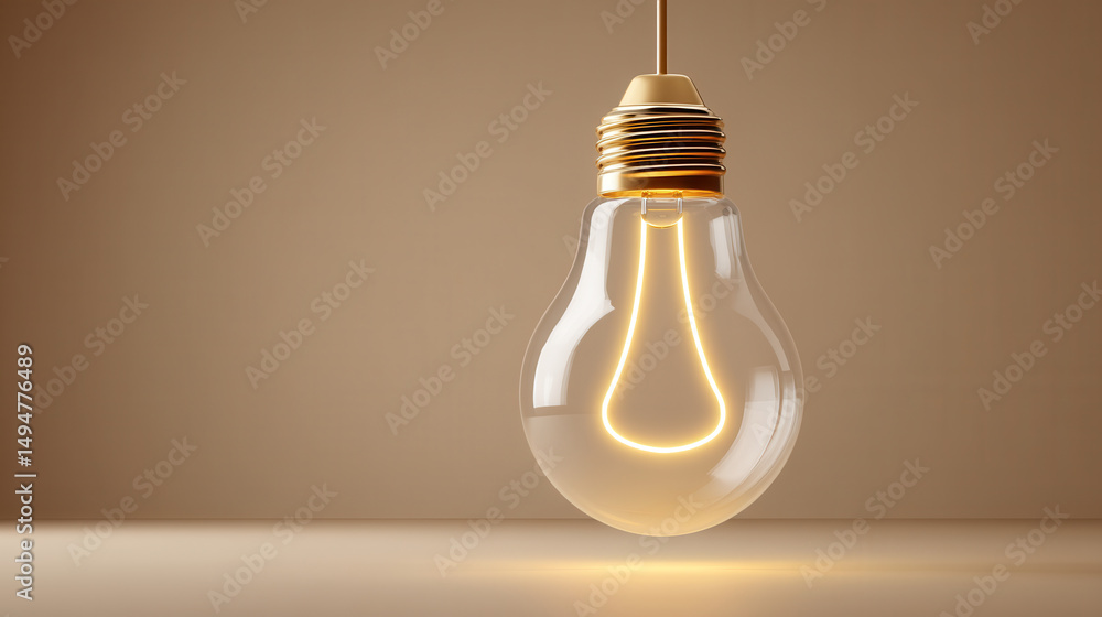 A light bulb is suspended from a hook and is lit up A light bulb is suspended from a hook and is lit up