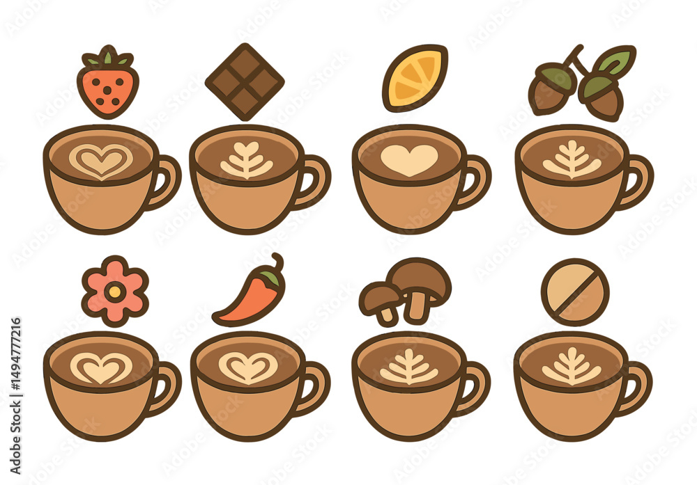 Coffee and cafe outline icons set - linear, flat, beverage and drink symbols Coffee and cafe outline icons set - linear, flat, beverage and drink symbols