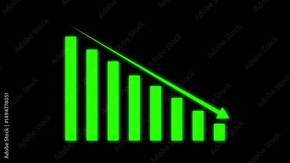 Animated down graph icon designed in flat icon style. Finance, Business Info graphic animation, Bar down graph animated. Animated down graph icon designed in flat icon style. Finance, Business Info graphic animation, Bar down graph animated.