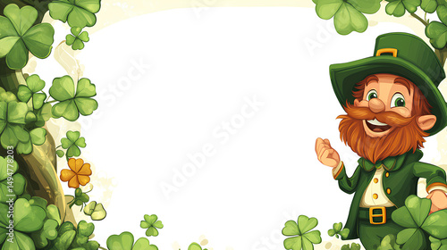 Frame of Cheerful Cartoon Leprechaun Illustration Stock Illustration