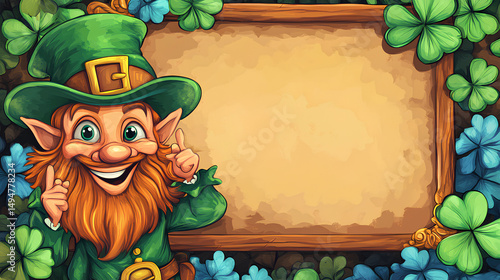 Frame of Cheerful Cartoon Leprechaun Illustration Stock Illustration