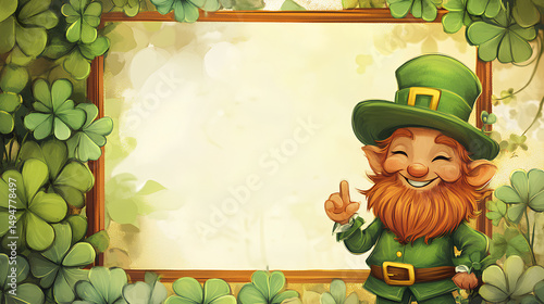 Frame of Cheerful Cartoon Leprechaun Illustration Stock Illustration