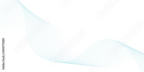 Abstract blue line wave background. Technology abstract lines on white background. Undulate Grey Wave Swirl, frequency sound wave, twisted curve lines with blend effect.