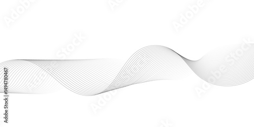 Abstract black and white line wave background. Technology abstract  on white background. Undulate Grey Wave Swirl, frequency sound wave, twisted curve lines with blend effect.