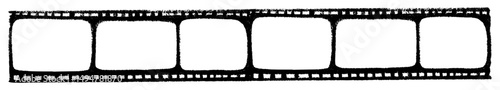 Old film roll hand-drawn in crayon style with vintage cinema aesthetic. Flat vector illustration isolated on white background.