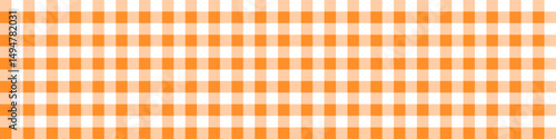 Halloween checkered tablecloth with orange plaid pattern background. Flat vector illustration isolated