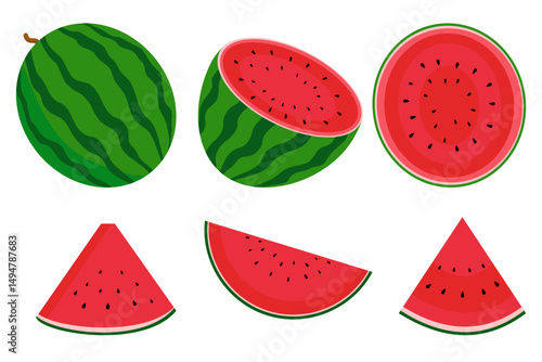 Set of Watermelons, Watermelon icon, Vector illustration design.