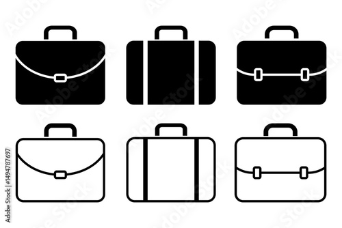 Briefcase icon, Briefcase or suitcase vector thin line icon set, Vector illustration design.